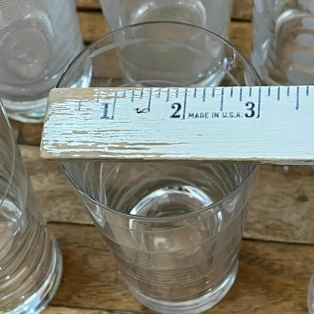Mikasa Cheers Highball Glass Set of 8 Distinct Etched Patterns Dots Swirls Lines